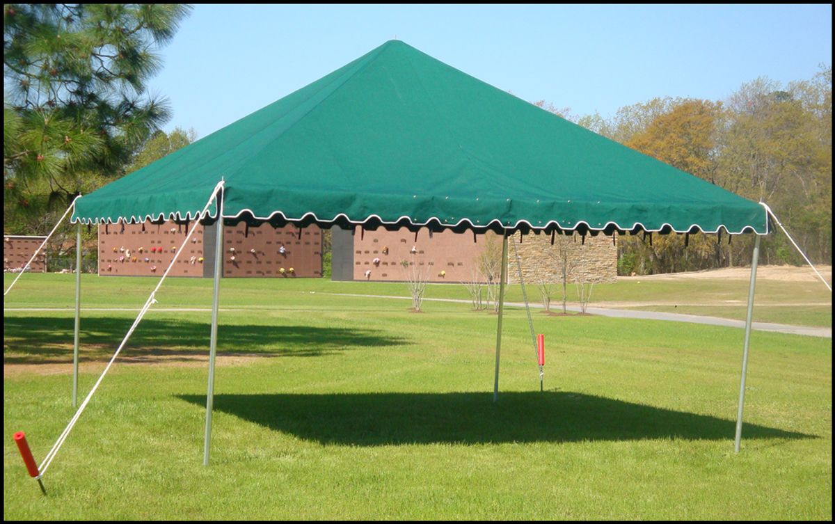 Setting up burial site tent and staging site