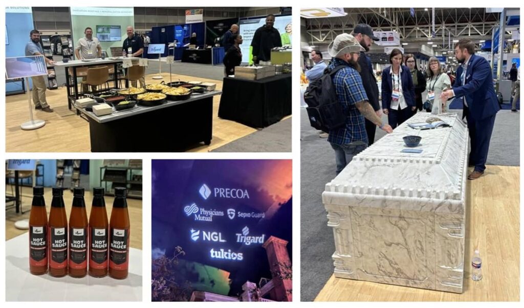 4 pictures showing the booths at the 2024 NFDA convention and expo