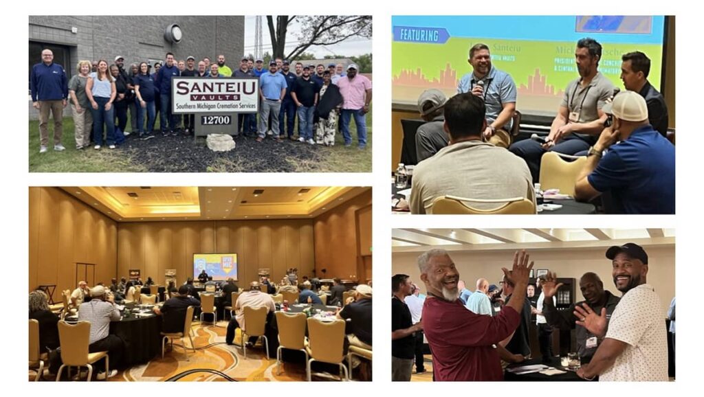 A collage of 4 pictures of different people at events for the Trigard Regional Meeting