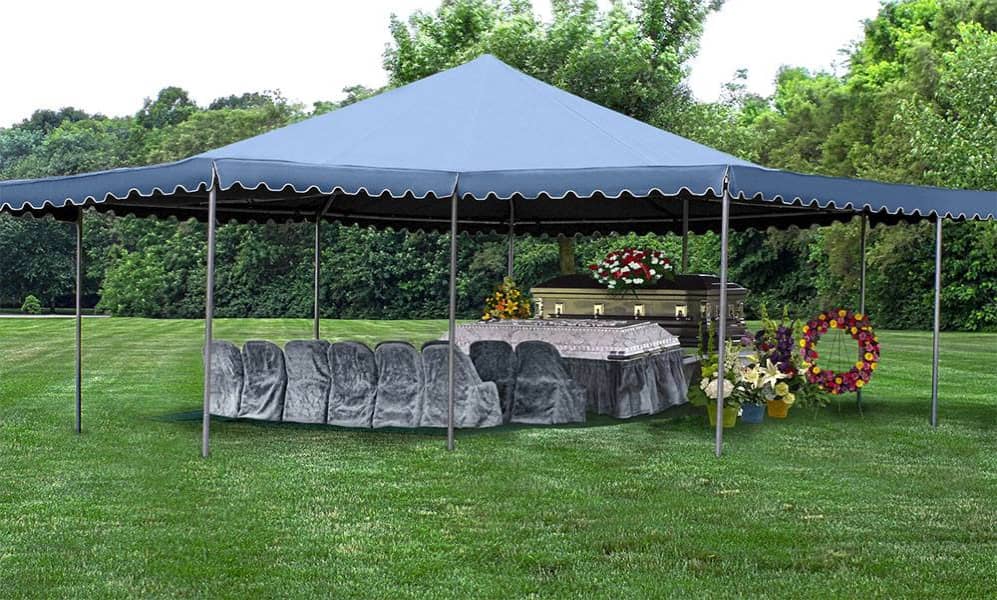 A graveside funeral ceremony