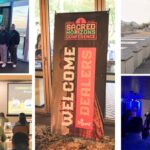 A collage of pictures from the 2025 Trigard Dealer Conference (the signs, the people, at a presentation, and at a site visit)