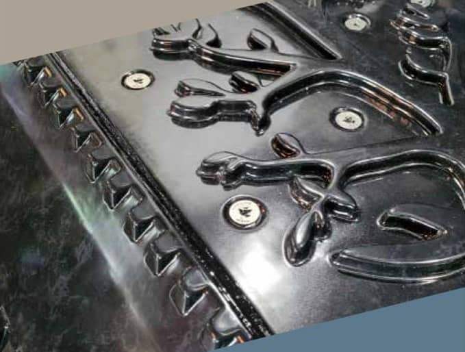 The screws on a burial vault