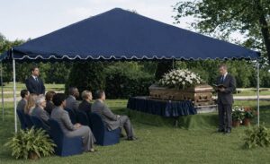 People at a graveside service