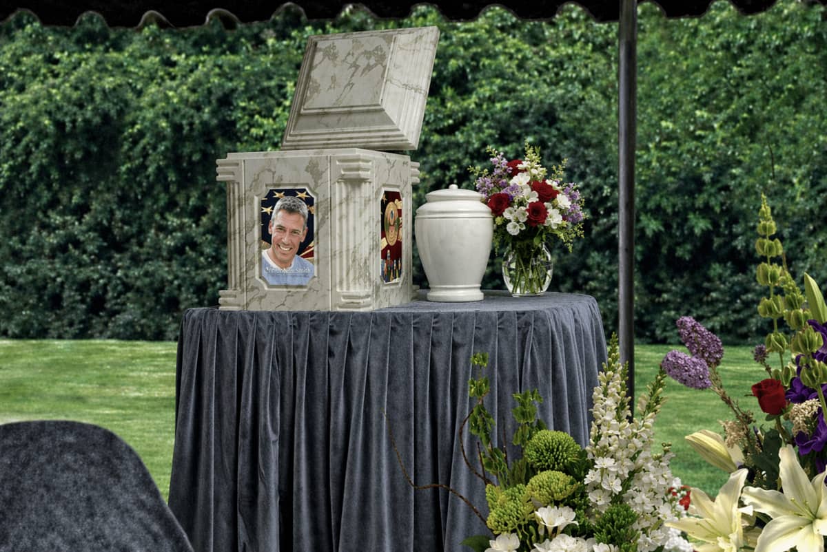 A graveside burial vault for an urn